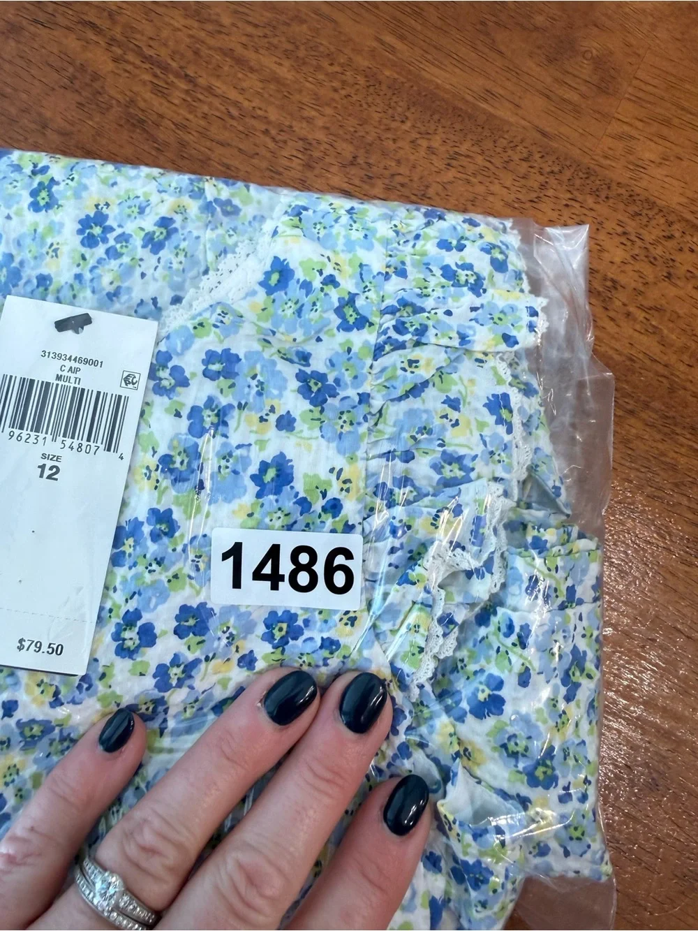 Polo Ralph Lauren Girls Floral Tiered Dress Size 12 NWT Blue Green Cap Sleeve